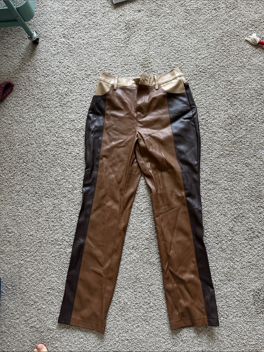 Versona Brown and Dark Brown Two-Tone Leather Pants